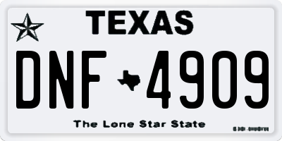 TX license plate DNF4909