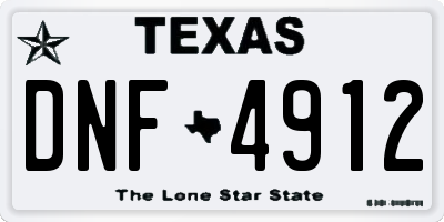 TX license plate DNF4912