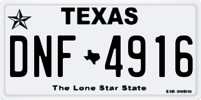 TX license plate DNF4916