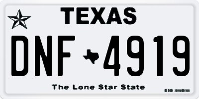 TX license plate DNF4919
