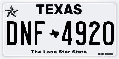 TX license plate DNF4920