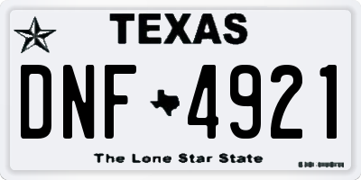 TX license plate DNF4921