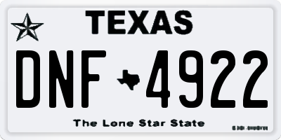 TX license plate DNF4922