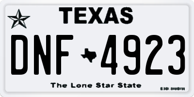 TX license plate DNF4923