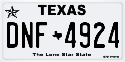 TX license plate DNF4924