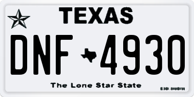 TX license plate DNF4930