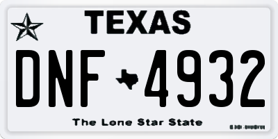 TX license plate DNF4932