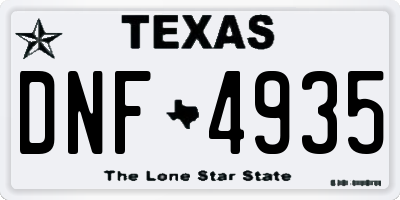 TX license plate DNF4935