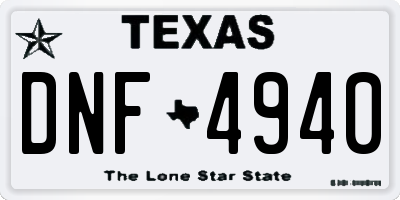 TX license plate DNF4940