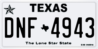 TX license plate DNF4943