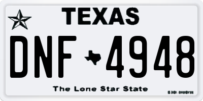 TX license plate DNF4948