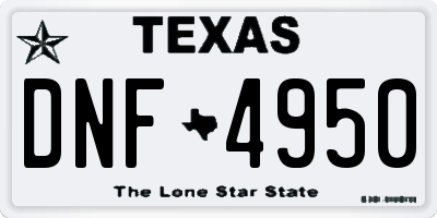 TX license plate DNF4950