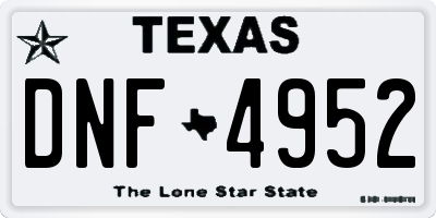 TX license plate DNF4952