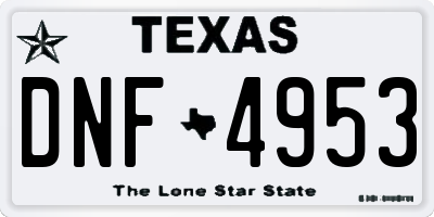 TX license plate DNF4953