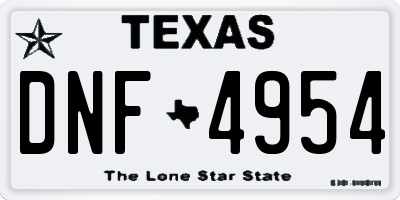TX license plate DNF4954