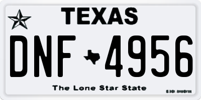 TX license plate DNF4956
