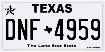 TX license plate DNF4959