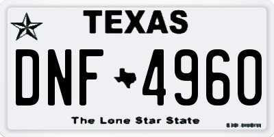 TX license plate DNF4960