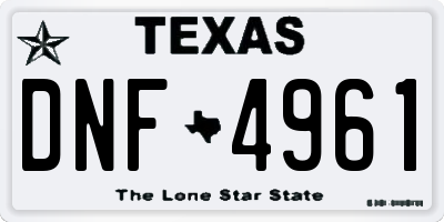 TX license plate DNF4961