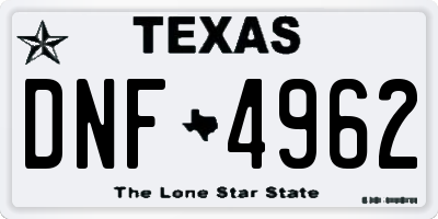 TX license plate DNF4962