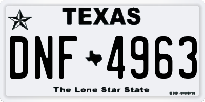 TX license plate DNF4963