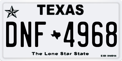 TX license plate DNF4968