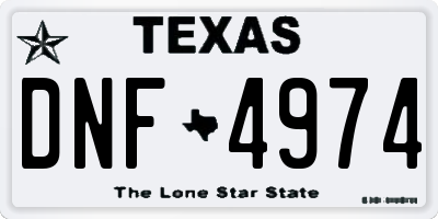 TX license plate DNF4974