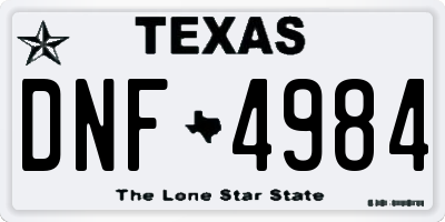 TX license plate DNF4984