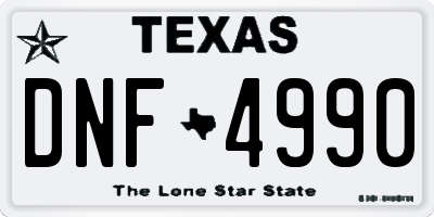 TX license plate DNF4990