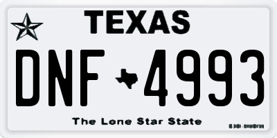 TX license plate DNF4993