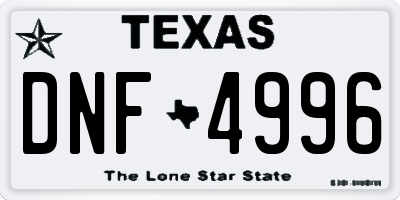 TX license plate DNF4996