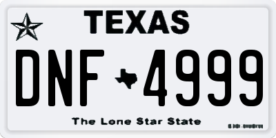 TX license plate DNF4999