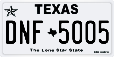 TX license plate DNF5005