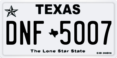 TX license plate DNF5007