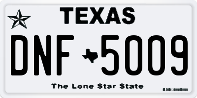 TX license plate DNF5009