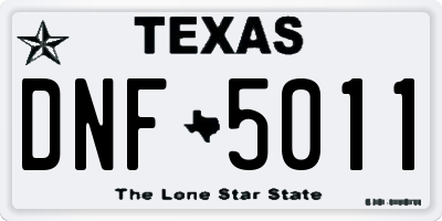 TX license plate DNF5011