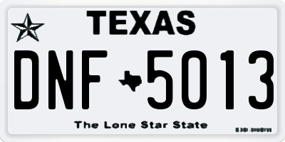 TX license plate DNF5013