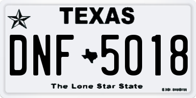 TX license plate DNF5018