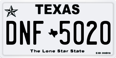TX license plate DNF5020