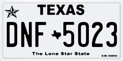 TX license plate DNF5023