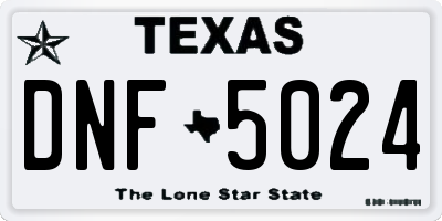 TX license plate DNF5024