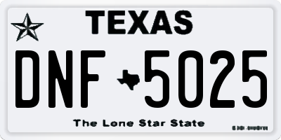 TX license plate DNF5025