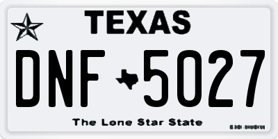 TX license plate DNF5027