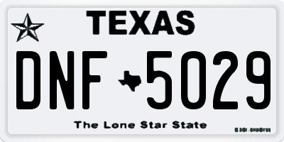 TX license plate DNF5029