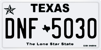 TX license plate DNF5030