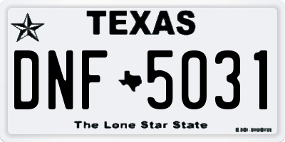 TX license plate DNF5031