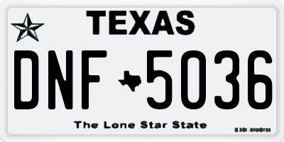 TX license plate DNF5036