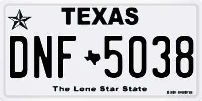 TX license plate DNF5038