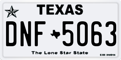 TX license plate DNF5063