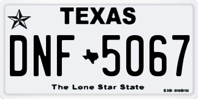 TX license plate DNF5067